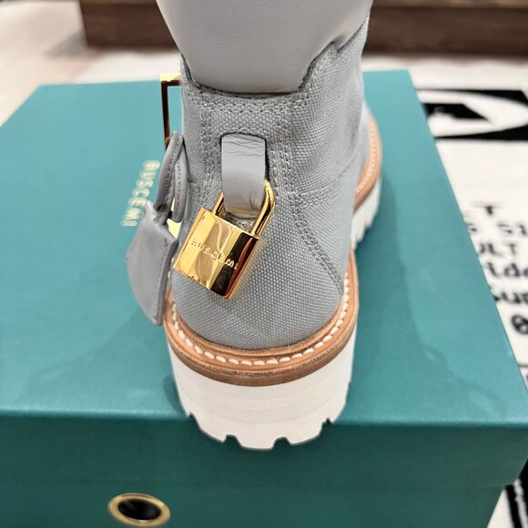 Women's Buscemi St Moritz Light Blue Nabuk Canvas Site Hiking Lace Up Boots - Picture 5 of 9